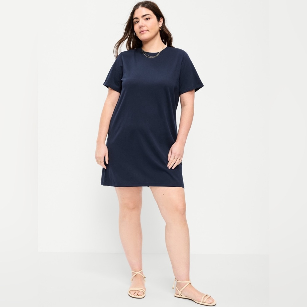 🆕 Old Navy Women's Vintage Crew-Neck Mini T-Shirt Dress In the Navy L 12-14 - Picture 6 of 14